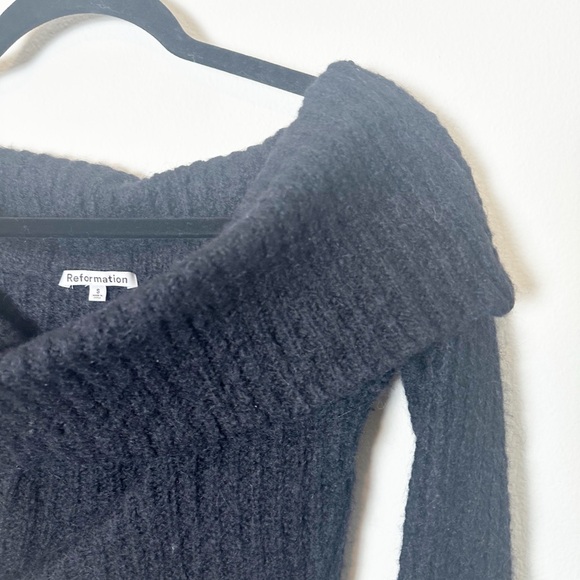 Reformation Oberon Sweater Black Off Shoulder Alpaca Wool Blend Small - Picture 5 of 9
